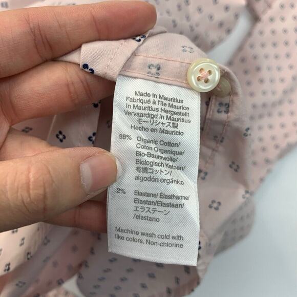 J Crew Shirt Mens XXL Slim Fit Pink Navy Cotton Stretch Printed Button Down - Picture 10 of 13